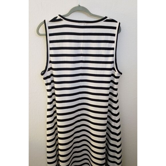 J. Crew Black and White Striped 100% Cotton Sleeveless Maxi Dress XXL EUC - Picture 7 of 12